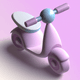 A AI-generated app icon of scooter in periwinkle , baby pink , antique white , pastel red color scheme