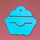 A AI-generated app icon of a cupcake in sky blue , rose gold , burgundy , lavender color scheme