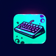 A AI-generated app icon of keyboard in orchid , lime green , antique white , blue green color scheme
