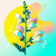 A AI-generated app icon of a snapdragon flower in pale yellow color and yellowish-green color and blue color and light blue color color scheme