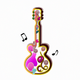 A stylized guitar with curling music notes  app icon - ai app icon generator - app icon aesthetic - app icons