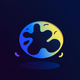 A AI-generated app icon of a puddle in bright yellow color and bright blue color and light blue color and black color color scheme