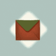 An app icon of  an image of envelope letter with clear and bordeaux and mint green and terracotta scheme color