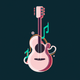 A stylized guitar with curling music notes  app icon - ai app icon generator - app icon aesthetic - app icons