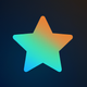 A AI-generated app icon of a star in kelly green color and gold color and red-violet color and brown color color scheme