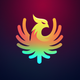 A AI-generated app icon of a phoenix in seafoam green color and sepia color and light green color and green color color scheme