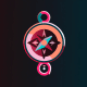 A AI-generated app icon of  a compass in rose red , pink , light steel blue color scheme