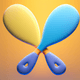 A AI-generated app icon of a pair of Paddles Crossed in steel blue , melon , light yellow color scheme