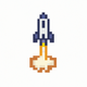 A AI-generated app icon of a fun, cartoon-style rocket ship  in copper brown color and cream beige color and ice blue color and olive green color color scheme