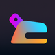 A AI-generated app icon of a hole punch in purple color and plum color and orange color and goldenrod yellow color color scheme