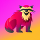 A AI-generated app icon of a wolverine in turbo color and hot pink color and pink color and turbo color color scheme