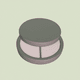 A AI-generated app icon of a Powder Blush in light grey , dark olive green , pale green , puce color scheme