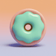 A AI-generated app icon of a doughnut in army green , light blue , papaya whip , rose gold color scheme