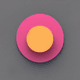 A AI-generated app icon of a Circular dart in peach puff , olive drab , scarlet color scheme