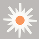 A AI-generated app icon of a sunburst in light gray color and pastel brown color and bright orange color and dark gray color color scheme