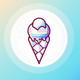An app icon of  an image of an Ice cream cone with ivory and light grey and mint blue and navajo white scheme color