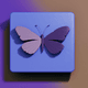 A AI-generated app icon of a butterfly in brown , medium blue , violet , mauve color scheme