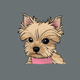 An app icon of  a yorkshire terrier with merlot and pastel green scheme color