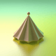 A AI-generated app icon of a Pentagonal Pyramid in yellow green , misty rose , dark sea green color scheme