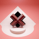 A AI-generated app icon of an x mark  in rosy brown , honeysuckle , raspberry , very peri color scheme