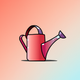 A AI-generated app icon of a minimalist watering can in berry color and red color and mulberry color and apricot color color scheme
