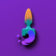 A AI-generated app icon of a Contour Brush in cornflower blue , purple , honey dew , dark olive green color scheme