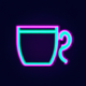 A AI-generated app icon of a coffee mug in yellow green color and light pink color and kelly green color and salmon pink color color scheme
