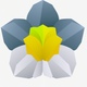 A AI-generated app icon of a marigold flower in pale green color and bluish gray color and yellow color and dark gray color color scheme