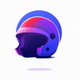 A AI-generated app icon of a helmet in royal blue color and navy color and sizzling red color and navy color color scheme