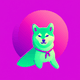 A AI-generated app icon of a Shiba Inu dog in pastel green , blush pink , white , cream color scheme