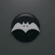 An app icon of  an image of bat with dark grey and cinnabar and medium turquoise and alice blue scheme color