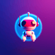 A AI-generated app icon of the Valkyrie Humanoid Space Robot in crimson , cream , blue , hot pink color scheme