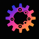 A stylized gear with turning cogs  app icon - ai app icon generator - app icon aesthetic - app icons