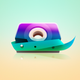 A AI-generated app icon of a tape dispenser in steel blue color and purple color and purple color and spring green color color scheme