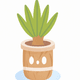 A AI-generated app icon of potted Yucca in alice blue , lime green , purple , chestnut color scheme