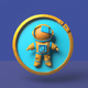 A AI-generated app icon of an astronaut in papaya whip , golden yellow , cornflower , light blue color scheme