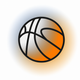 A AI-generated app icon of a basketball ball in physical color color scheme