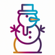 A AI-generated app icon of a snowman in steel blue color and salmon color and burnt orange color and steel blue color color scheme