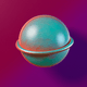 A AI-generated app icon of the Uranus planet in pale violet red , azure , papaya whip , sage green color scheme