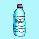 A AI-generated app icon of a water bottle in sky blue , tiffany blue , lime green , teal color scheme