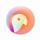 A AI-generated app icon of parrot head in colorful color scheme