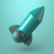 An app icon of  an image of a rocket with dark blue and army green and olive and medium turquoise scheme color