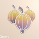A AI-generated app icon of a gooseberry in pale purple color and turquoise color and orange juice color color and sepia color color scheme