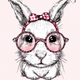 A AI-generated app icon of a rabbit in dusty rose , emerald green , gray , silver color scheme
