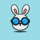 A AI-generated app icon of  a rabbit in blue  , rose red color scheme