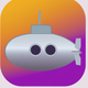 A sleek and ominous submarine  app icon - ai app icon generator - app icon aesthetic - app icons