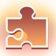 A AI-generated app icon of a jigsaw piece in burgundy color and beige color and yellow color and peach color color scheme