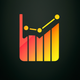 A AI-generated app icon of a chart in sunshine yellow color and sizzling red color and chartreuse color and yellow color color scheme