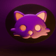 A AI-generated app icon of a cat in plum , goldenrod , light purple , light grey color scheme