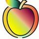 A AI-generated app icon of an apple in gray color and pale purple color and seafoam green color and burnt sienna color color scheme